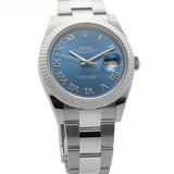 Steel 41mm 18k Fluted Bezel Blue Roman Dial Oyster Bracelet
