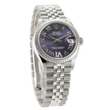 31mm Steel Purple Aubergine Roman Diamond VI And IX Dial 18k Fluted Bezel Jubilee Bracelet