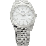 41mm Steel White Index Dial 18k White Gold Bezel Jubilee Bracelet
