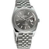 41mm Steel Rhodium Index Dial 18k Fluted Bezel Jubilee Bracelet