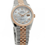 36mm Steel & 18k Everose Gold MOP Diamond Dial Jubilee