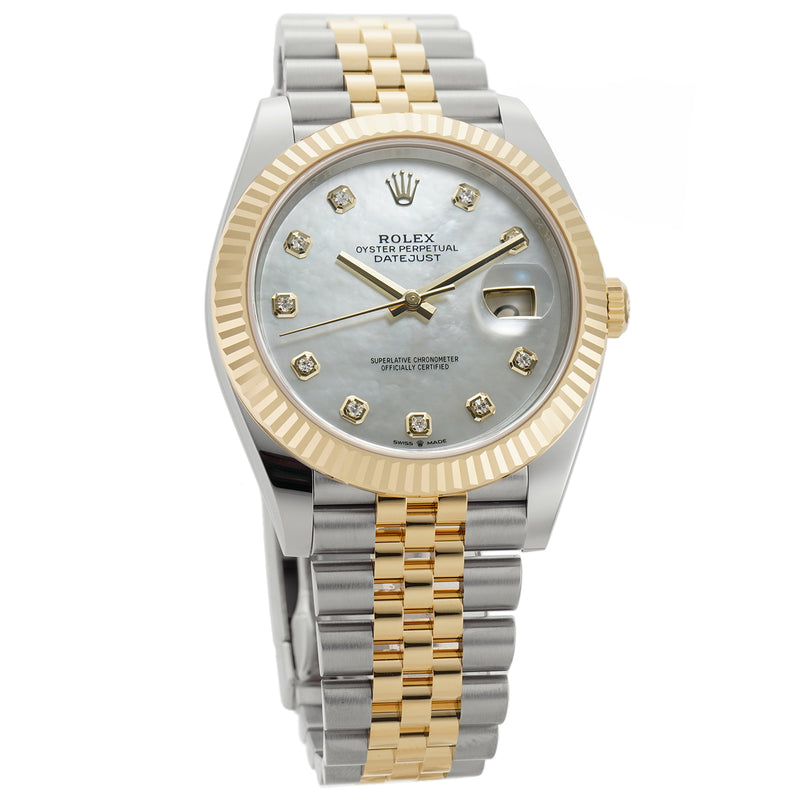 41mm Steel And 18k Yellow Gold Mother Of Pearl Diamond Dial Jubilee