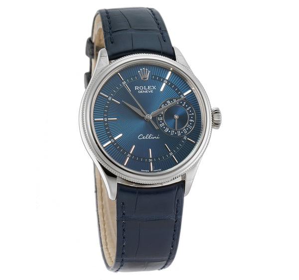 Date 18k White Gold 39mm Blue Dial On Blue Strap