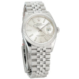 36mm Steel Silver Index Dial 18k Fluted Bezel Jubilee Bracelet