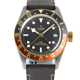 GMT S&G Rootbeer Steel and Yellow Gold 41mm Black Dial on Leather