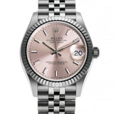 31mm Steel Pink Index Dial 18k Fluted Bezel Jubilee Bracelet