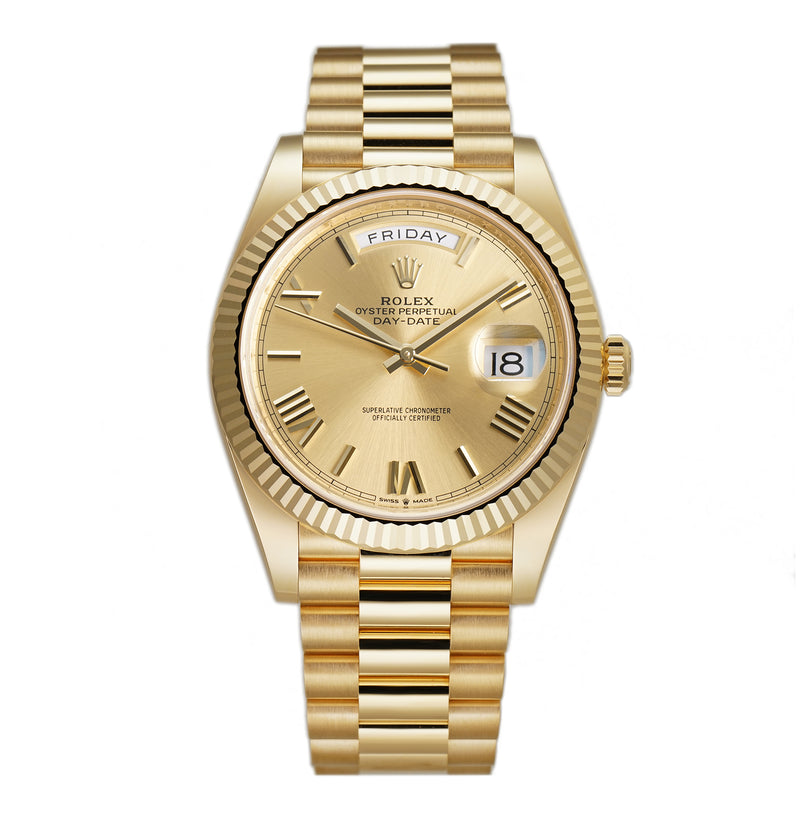 40mm 18k Yellow Gold President Champagne Roman Dial