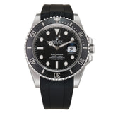 41mm Date  Stainless Steel Black Dial With RubberB