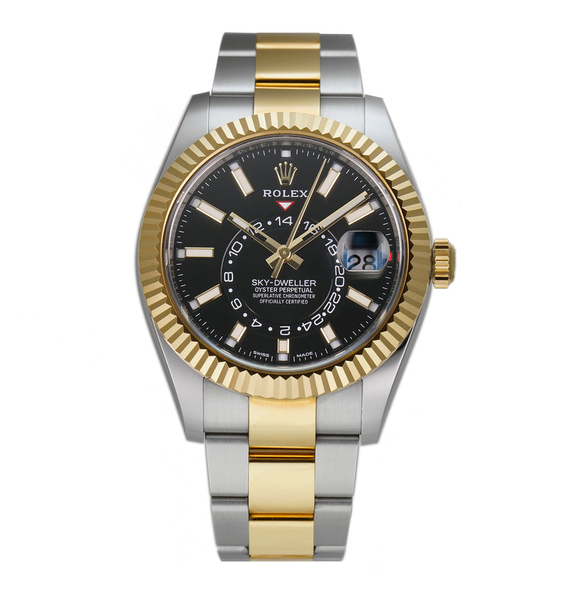 Steel & 18k Yellow Gold 42mm Black Dial on RubberB Bracelet Included