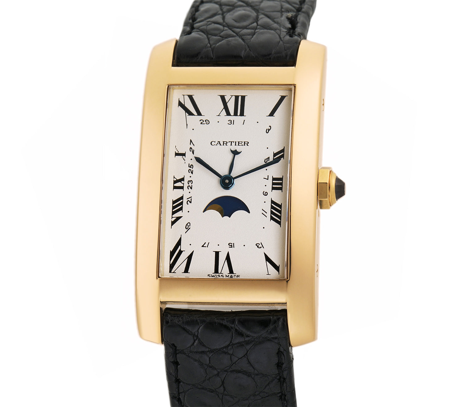 Cartier Tank Americaine Vintage Moonphase 24mm 18k Yellow Gold