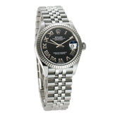 31mm Steel Black Roman Dial Fluted Bezel Jubilee Bracelet