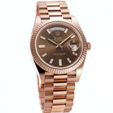 40mm 18k Everose Gold President Chocolate Brown Baguette Diamond Dial
