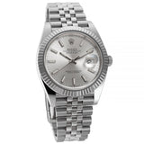 41mm Steel Silver Index Dial 18k Fluted Bezel Jubilee Bracelet