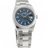 36mm Steel Blue Index Dial 18k Fluted Bezel Oyster Bracelet