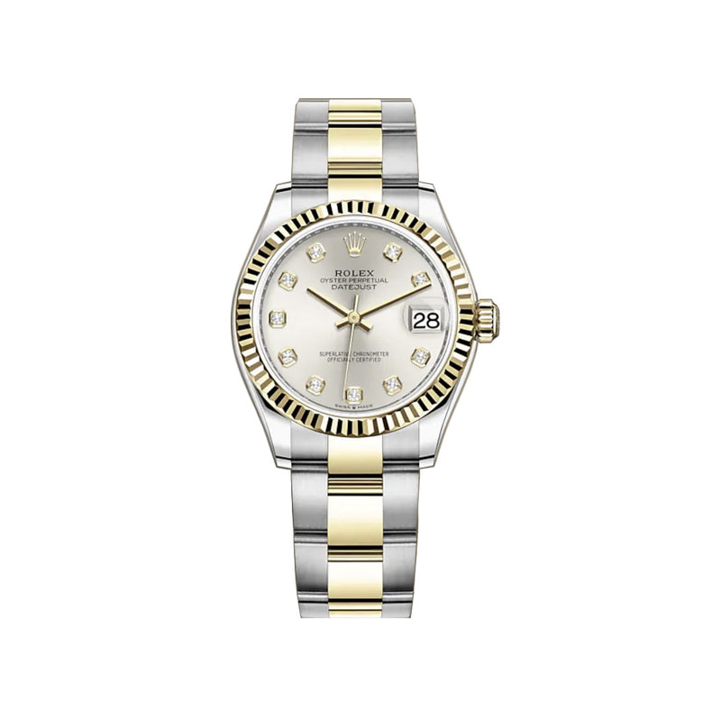 31mm Steel And 18k Yellow Gold Silver Diamond Dial Oyster Bracelet