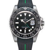 40mm Black Ceramic Bezel Black Dial Green Hand on RubberB Bracelet Included