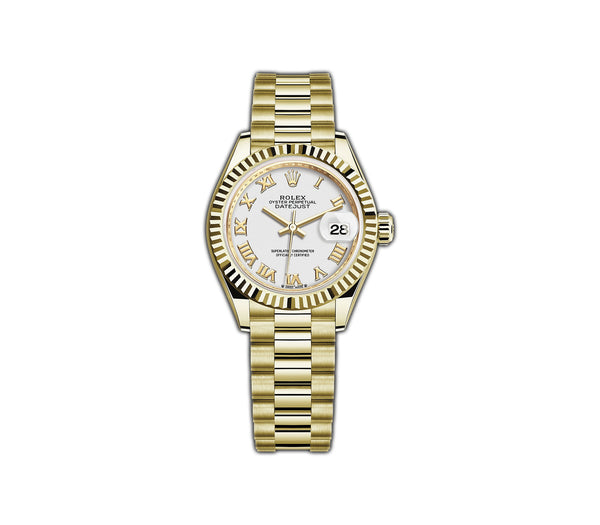 28MM 18k Yellow Gold White Roman Dial President Bracelet