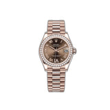 31mm 18k Everose Gold President Diamond Bezel Chocolate Roman Diamond Dial