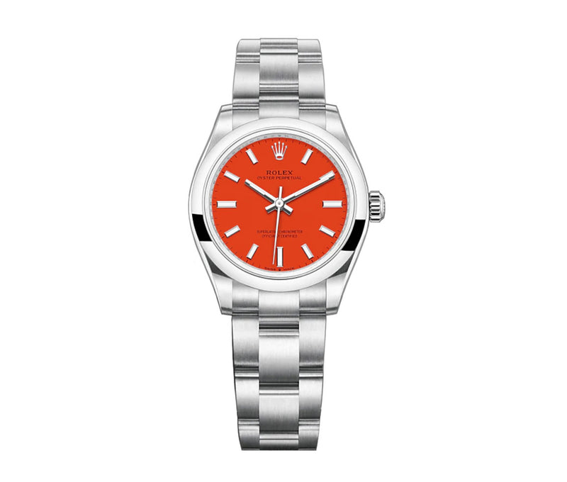 No-Date 31mm Coral Red Dial Oyster Bracelet