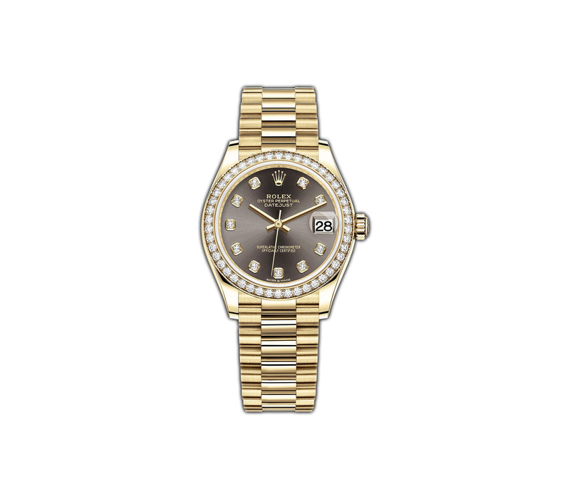 31mm 18k Yellow Gold President Diamond Bezel Dark Grey Diamond Dial