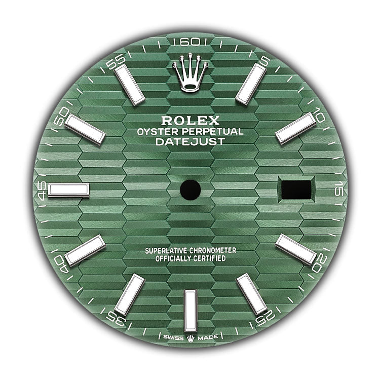 Steel 41mm Smooth Bezel Mint Green Fluted Motif Index Dial Oyster Bracelet