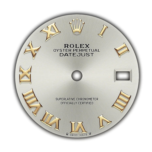 28MM 18k Yellow Gold Silver Roman Dial Jubilee Bracelet