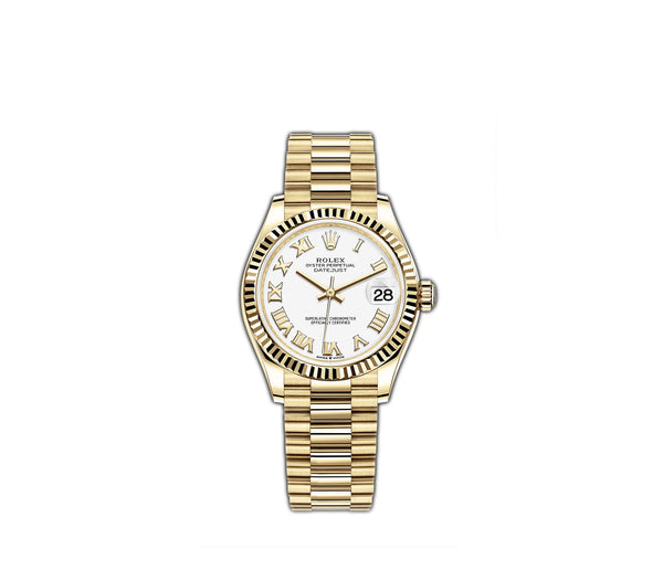 31mm 18k Yellow Gold White Roman Dial President Bracelet